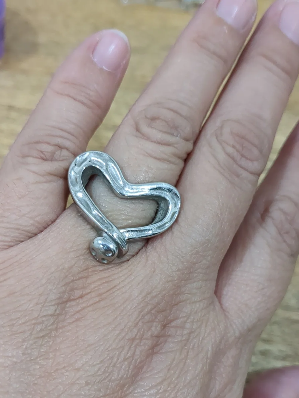 Silver Heart Open-Design Statement Ring
